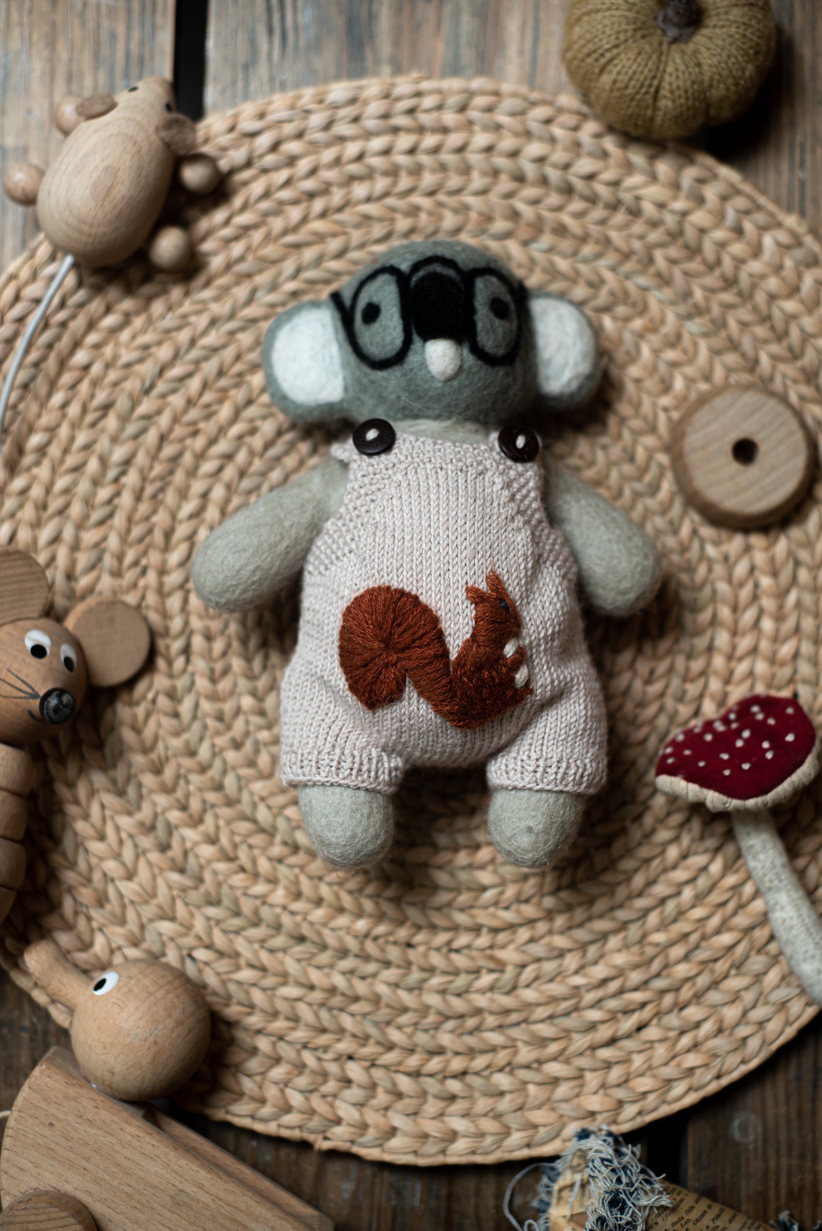 Mini Mr. Koala Doll | Handcrafted wool toy with charming details