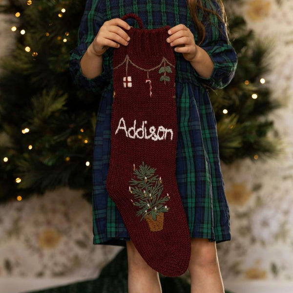 Personalized Garland Stocking - Dark Grape