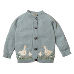 Spring Geese cardigan (Cotton) - Duck Blue