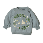 Spring Wreath sweater (Cotton) - Duck Blue (PREORDER)