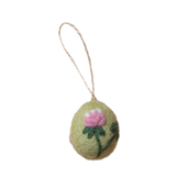 Artisan Easter Egg ornament Pink Flower - Green