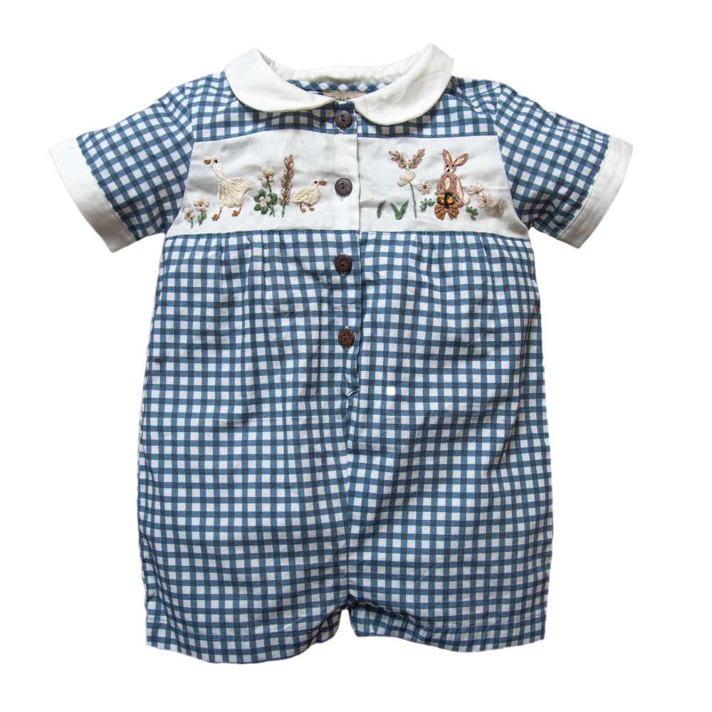 ⭐︎shirley bredal ロンパース⭐︎ Spring Bunny Suit - Blue Gingham Romper | Shirley Bredal