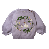 Spring Wreath sweater (Cotton) - Lilac