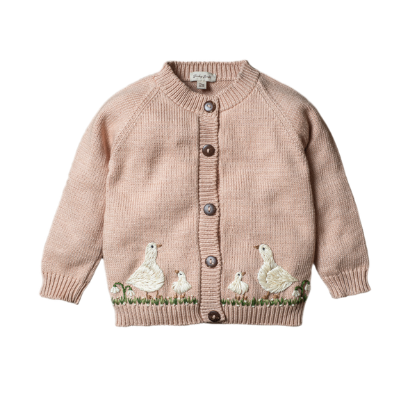 Spring Geese cardigan (Cotton) - Apricot