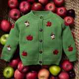 knitted and embroidered apple cardigan for children