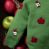 close up of the green apple cardigan