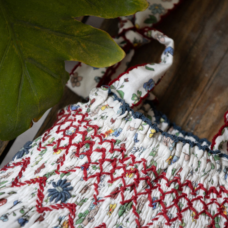 close up of strappy floral dress for kids