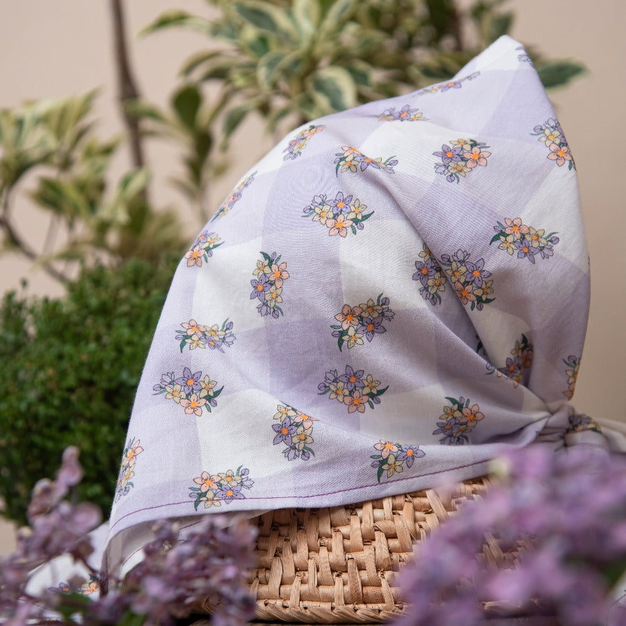 Blossom Breeze Head Scarf - Lilac | Floral Cotton Scarf