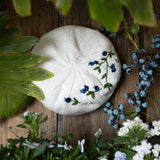 knitted and hand embroidered blueberries beret