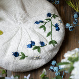 knitted and hand embroidered blueberries beret