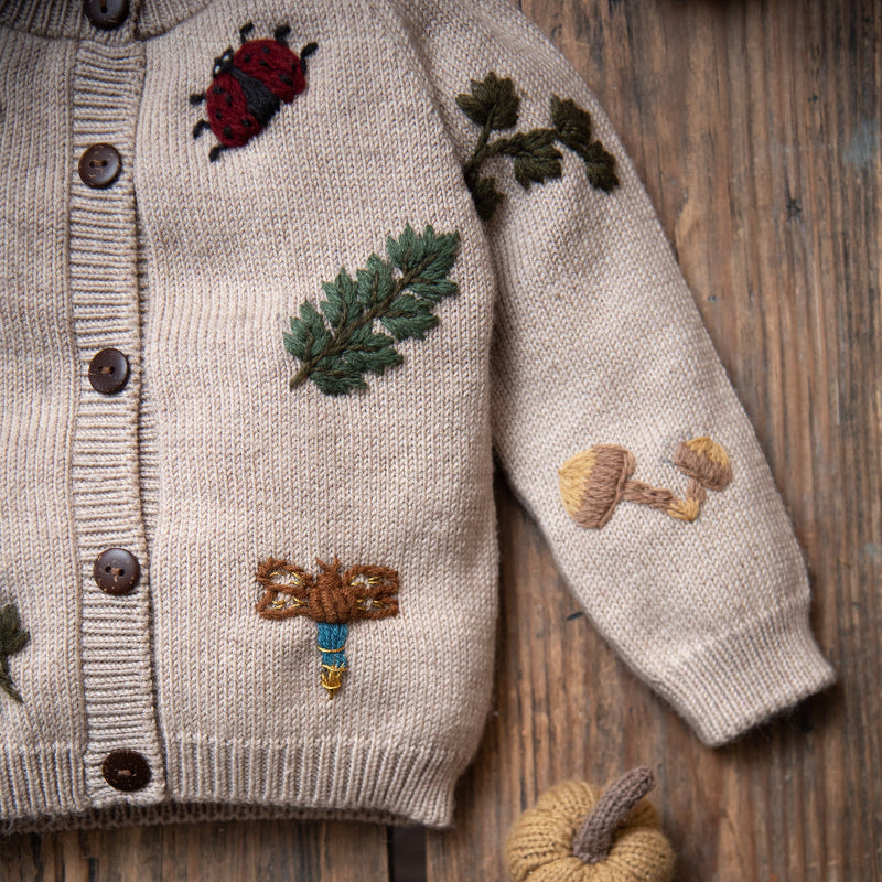 knitted and embroidered bugs life cardigan for children