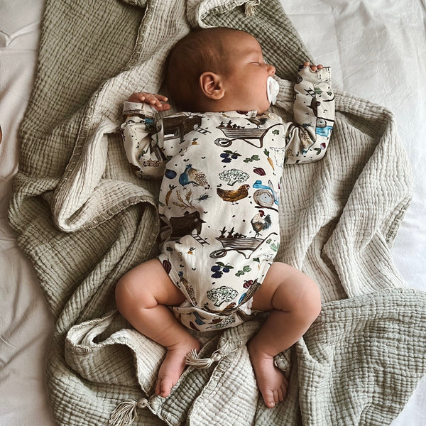 Little farm jersey onesie - Cream