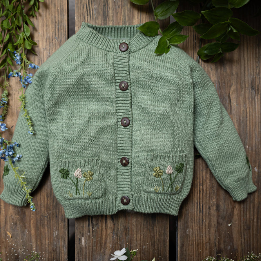 新品未使用　Shirley Bredal　刺繍　カーディガン　3y Clover cardigan (Cotton) - Sage | Shirley Bredal Online Shop