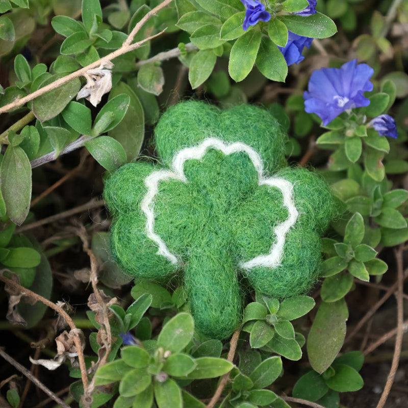 hand felted clover ornament