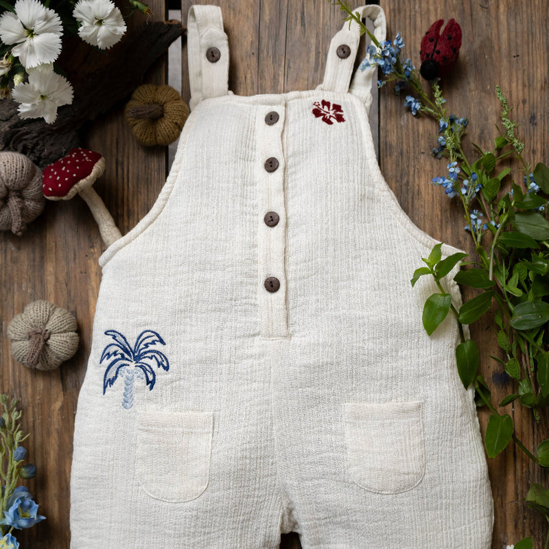 white muslin dungarees for kids