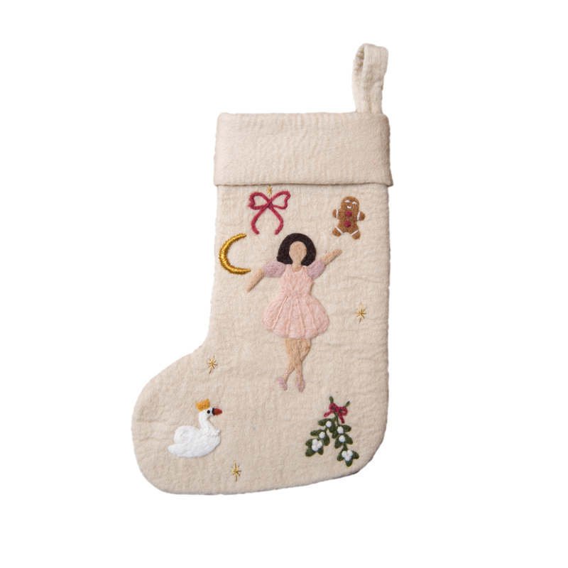 felted ballerina stocking for christmas