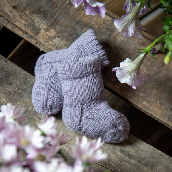 Hand knit frill socks - Lavender