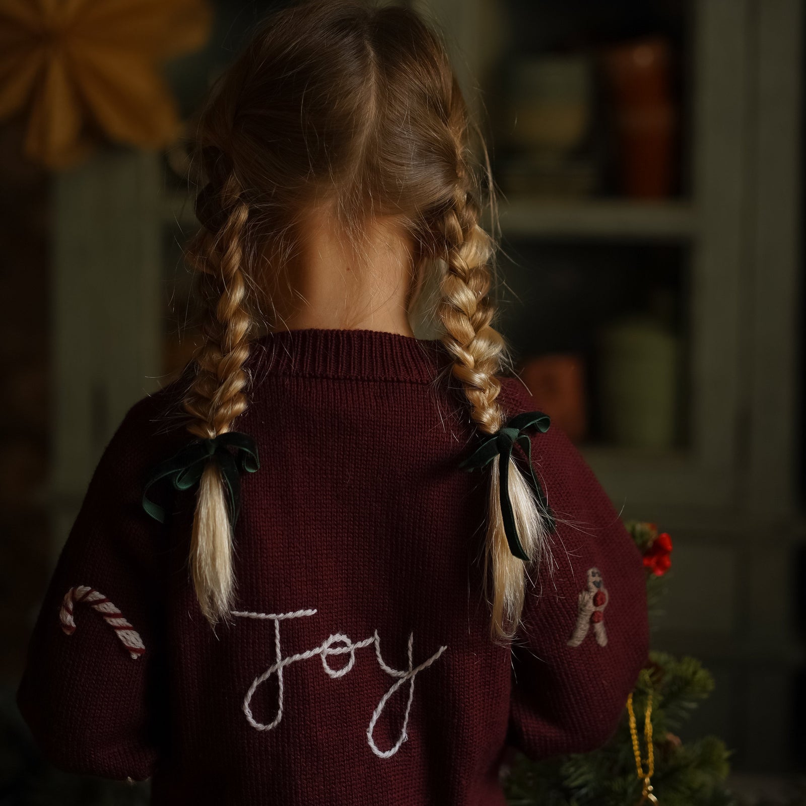 Festive Kids' Wool Cardigan - Grape | Hand-Embroidered Holiday Warmth