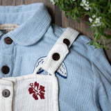 muslin dungarees for boys with a shirt