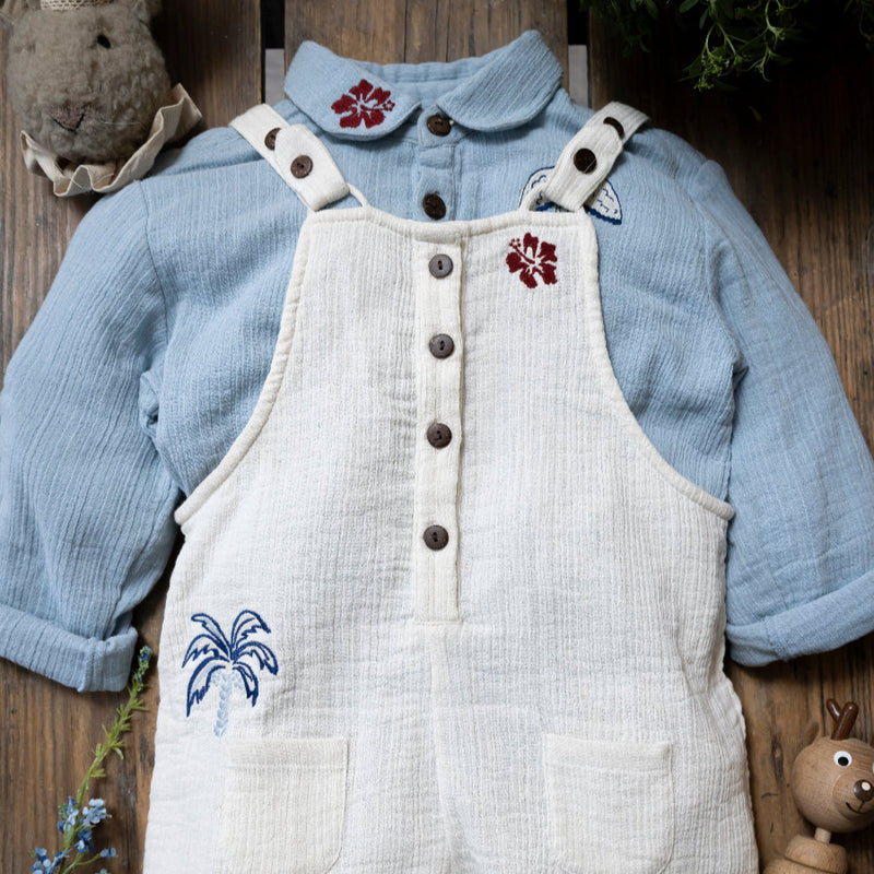 cotton dungarees and shirt for boys