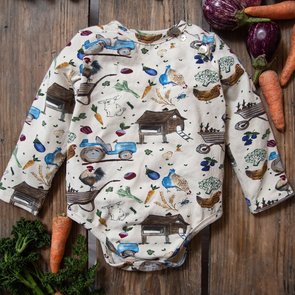 Little farm jersey onesie - Cream