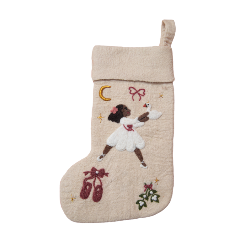 odette stocking in cream white color with felt details