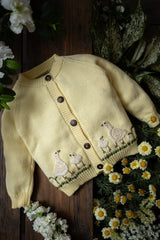 Spring Geese cardigan (Cotton) - Butter Lemon