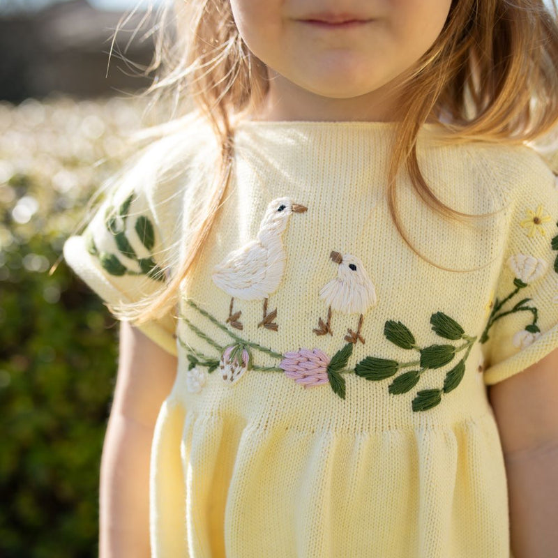 Spring Geese Cotton Romper Butter Lemon Baby Outfit