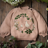 Spring Wreath sweater (Cotton) - Apricot