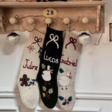 knitted and embroidered stockings for christmas with personalized name