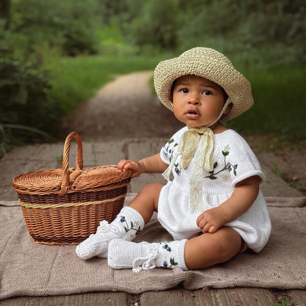Blueberries romper (Cotton) - Marshmellow