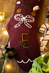 Personalized Holiday Hellebore Stocking - Grape