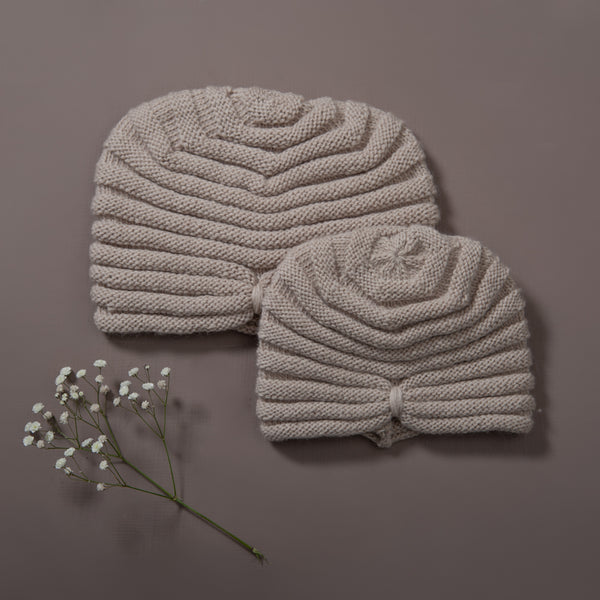  hand knitted hat in our dreamy soft merino wool mama size and baby size together