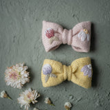Floral knitted hairbow - Dusty Pink