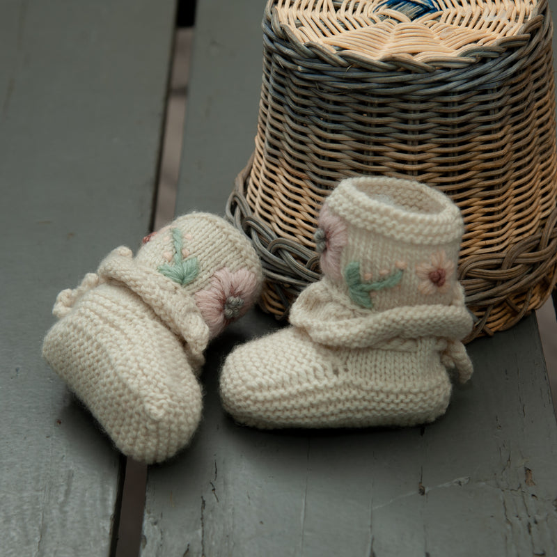 hand embroidered white baby footies 