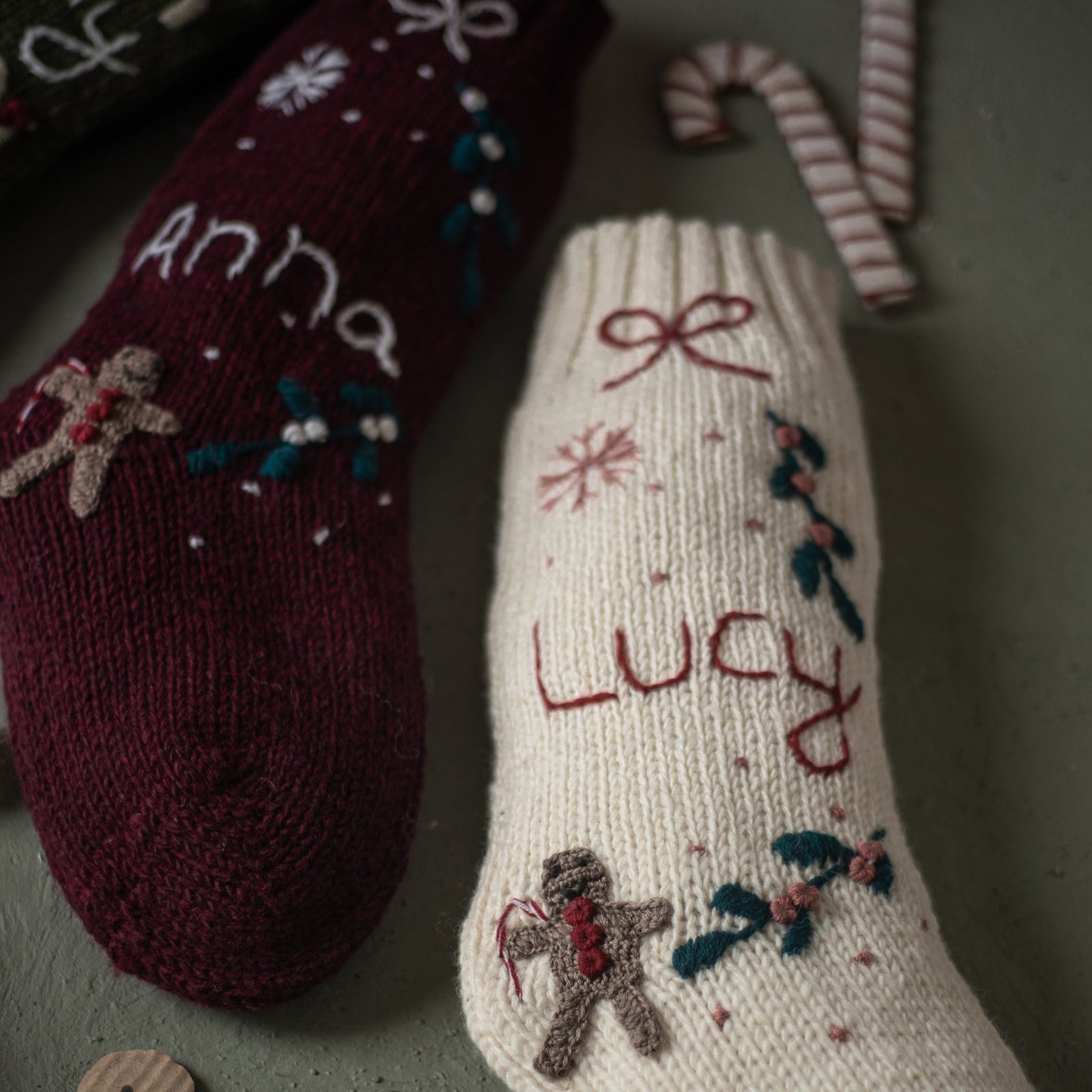 Personalized Gingerbread Stocking - Cream White | Festive Decor