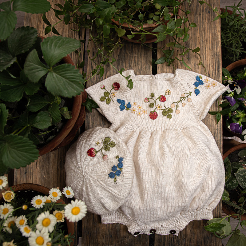 Hand-Knitted Vegan Cotton Romper Marshmallow