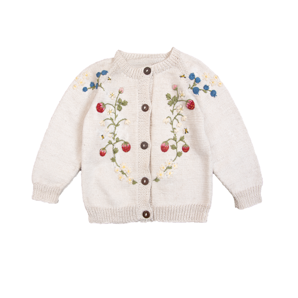 Strawberry cardigan (Cotton) - Marshmellow | Shirley Bredal Online Strawberry cardigan (Cotton) - Marshmellow | Shirley Bredal Online