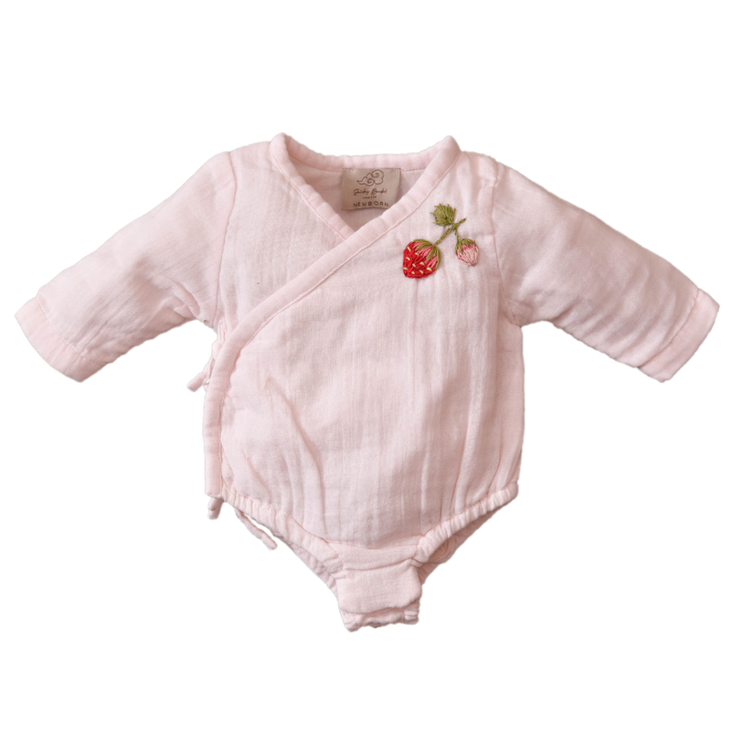 Softy romper with strawberries - Pink