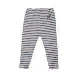 Hemp/Cotton Leggings with blue stripes - White