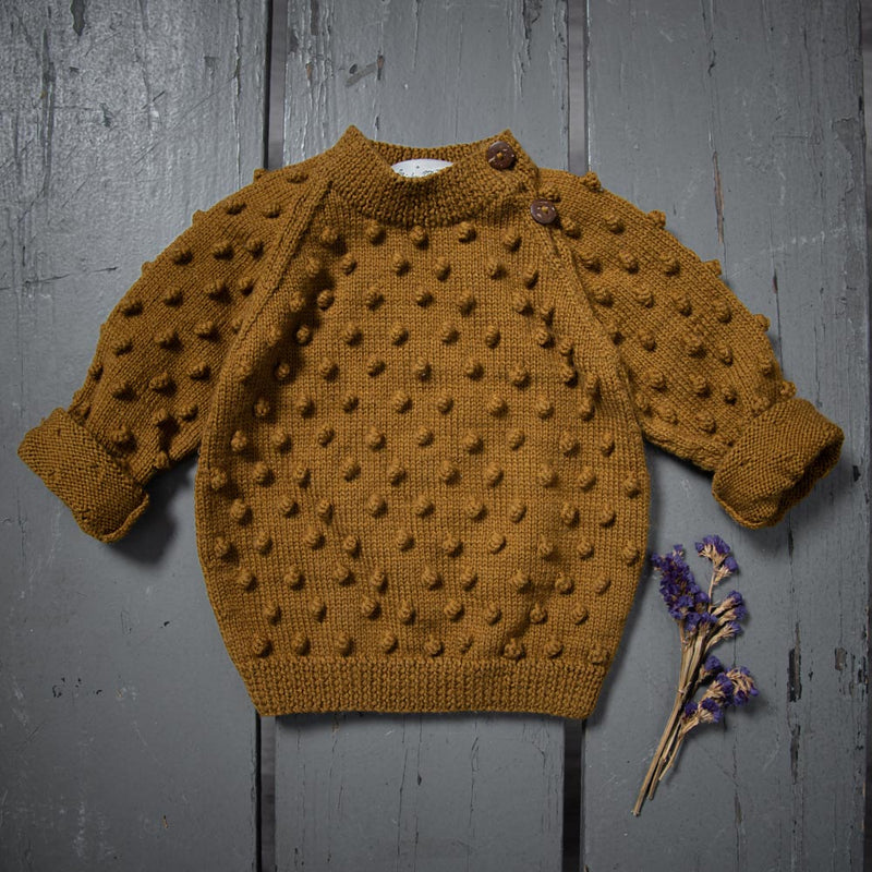 Hand knit Bubble sweater Caramel, baby I Shirley Bredal