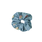 Uniqua scrunchie with Flowers - Duck blue