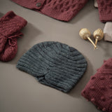 hand knitted dark grey hat for girls
