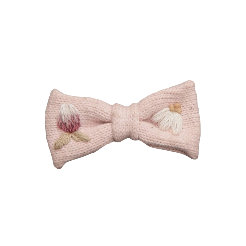 Floral knitted hairbow - Dusty Pink