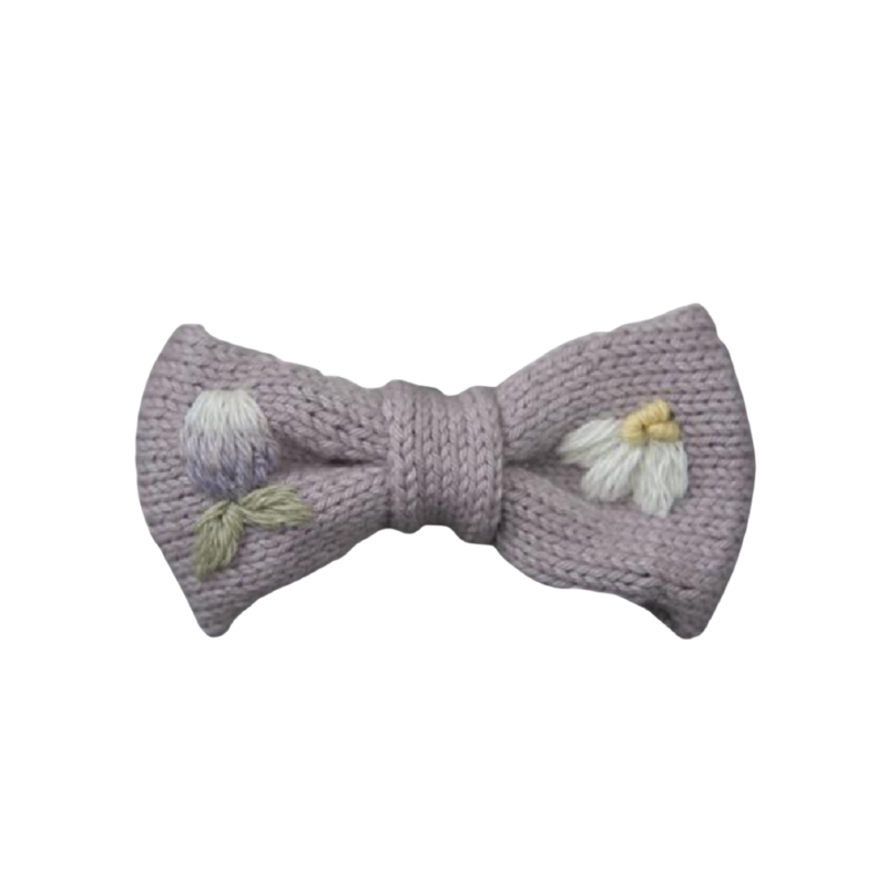Floral knitted hairbow - Lilac
