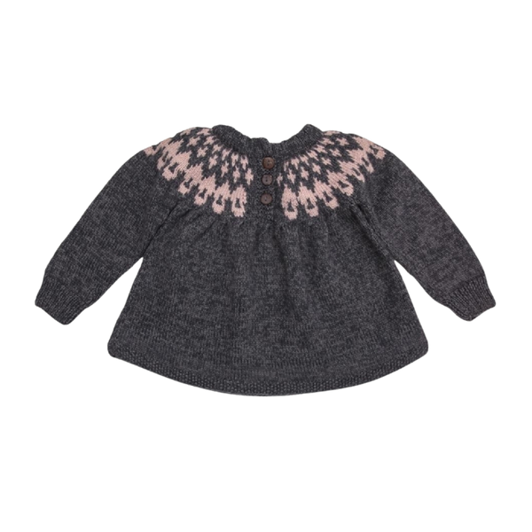 Icelandic sweater - Dark Grey & Dusty Pink