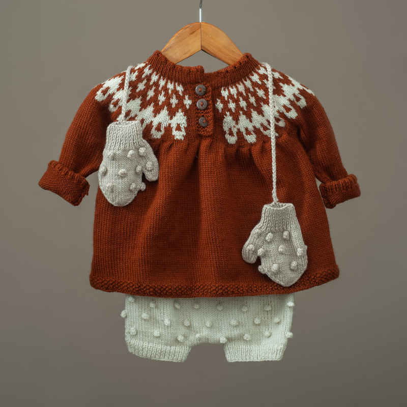 Icelandic sweater - Rust & Cream White