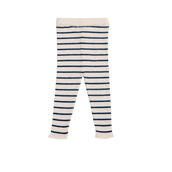 rib leggings - Navy & Cream White