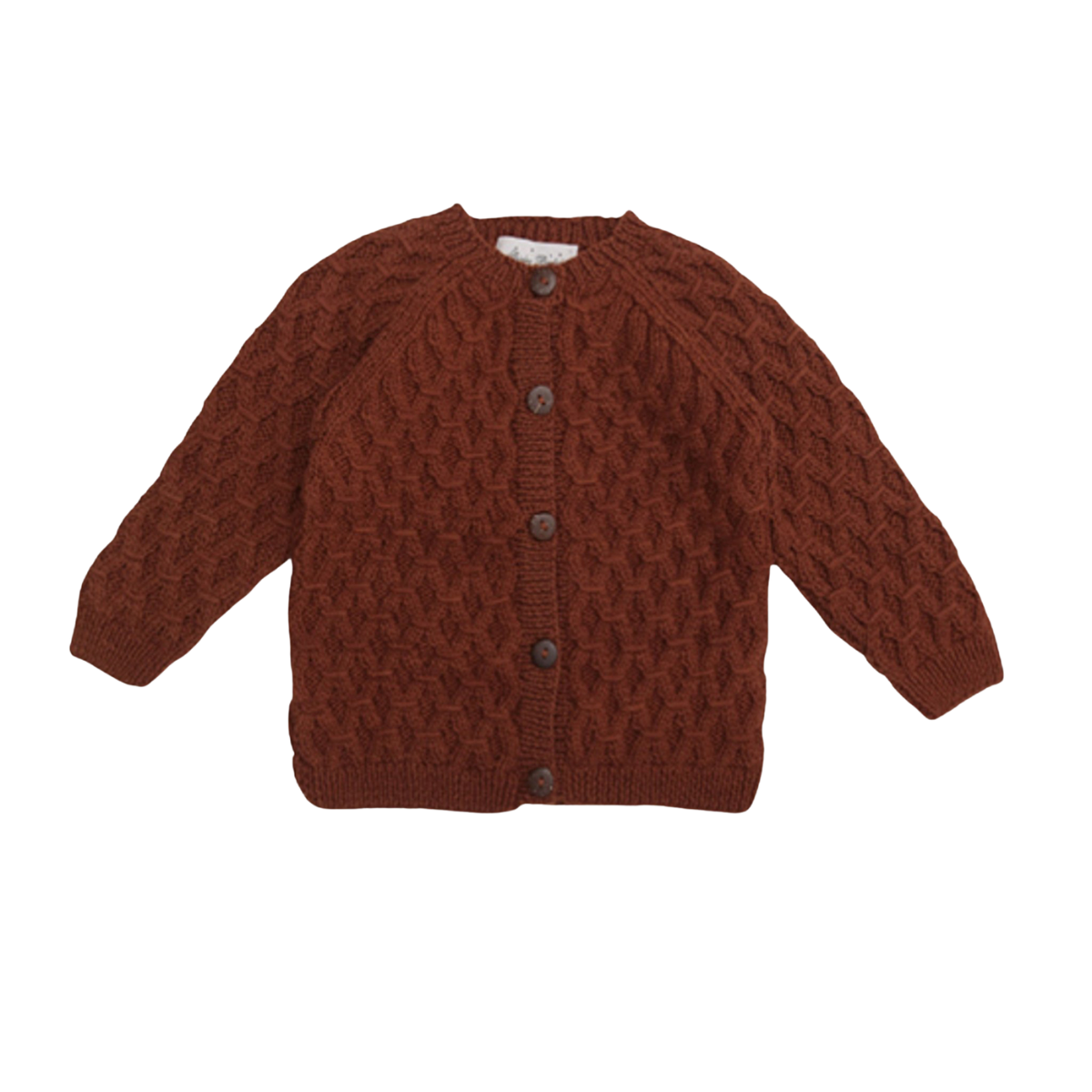 Smock cardigan - Rust | Hand-knitted merino wool baby cardigan