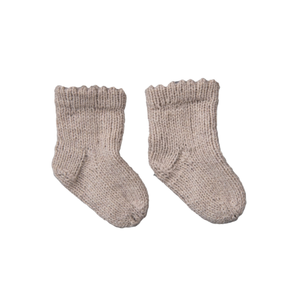 Hand knit frill socks - Barley
